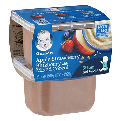 Gerber 2nd Foods Baby Food Tubs, Apple Strawberry Blueberry with...