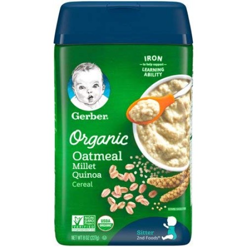 Gerber Baby Cereal, 1St Foods, Organic Oatmeal Millet Quinoa, Pa