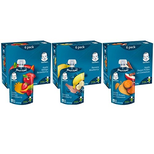 Gerber Assorted Fruit Toddler Pouch Variety Pack Pack Of 18 &Amp;