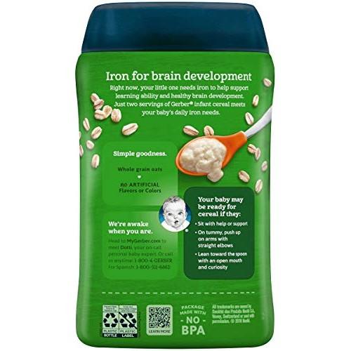 Gerber Baby Cereal, 1St Foods, Organic Oatmeal, 8 Oz Pack Of 3