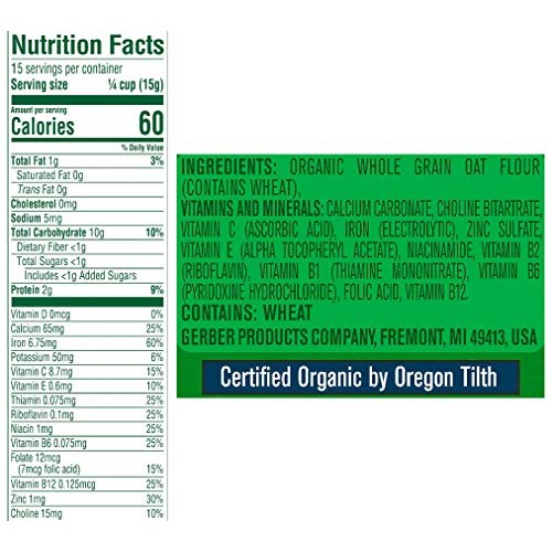 Gerber Baby Cereal, 1St Foods, Organic Oatmeal, 8 Oz Pack Of 3