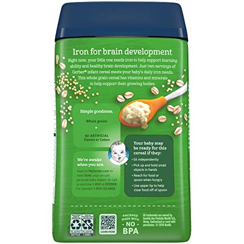 Gerber Baby Cereal, 2Nd Foods, Organic Oatmeal Millet Quinoa, 8