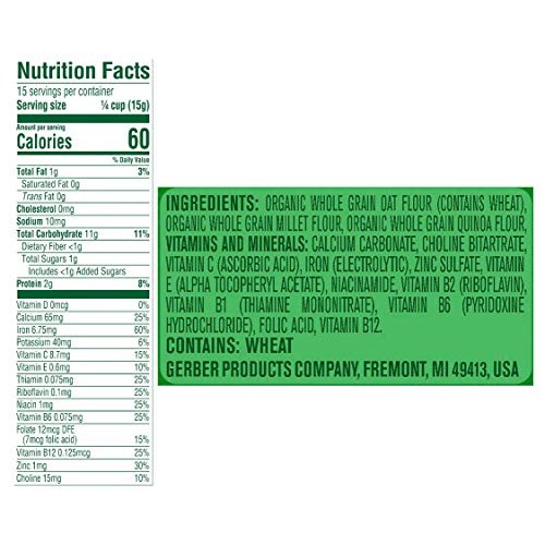 Gerber Baby Cereal, 2Nd Foods, Organic Oatmeal Millet Quinoa, 8