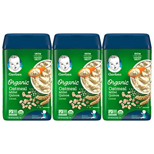 Gerber Baby Cereal, 2Nd Foods, Organic Oatmeal Millet Quinoa, 8