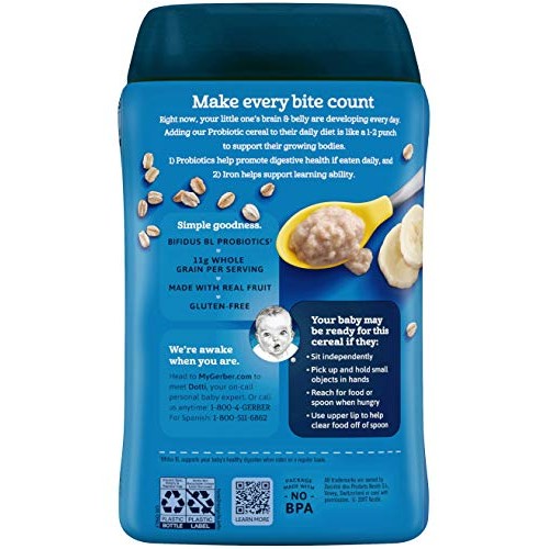 Gerber Baby Cereal, 2Nd Foods, Probiotic Oatmeal Banana, 8 Oz