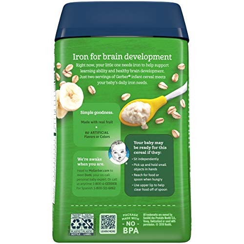 Gerber Baby Cereal Organic Oatmeal With Banana, 8 Oz