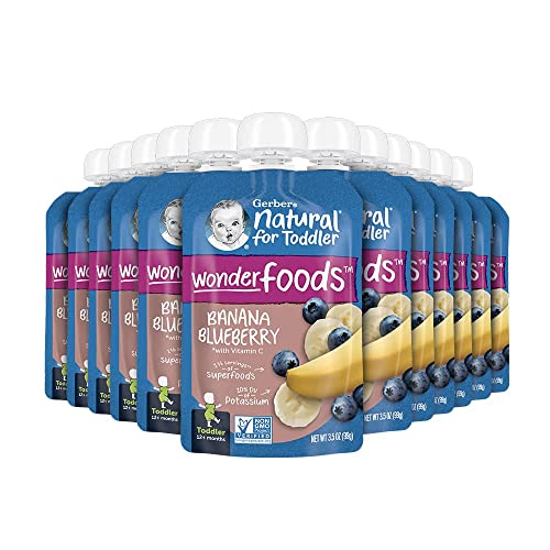 Gerber Baby Food Pouches, Toddler 12+ Months, WonderFoods, Banan...