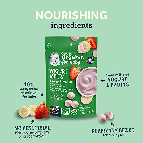 Gerber Baby Snacks Organic Yogurt Melts, Banana & Strawberry, 1 ...