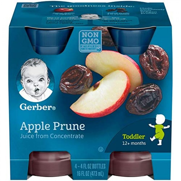 Gerber 100 Percent Apple Prune Juice, 4 Fluid Ounces, 24 per case