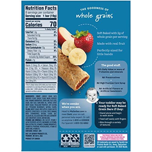 Gerber Graduates Cereal Bars STRAWBERRY BANANA - 5.5oz. Pack of 4