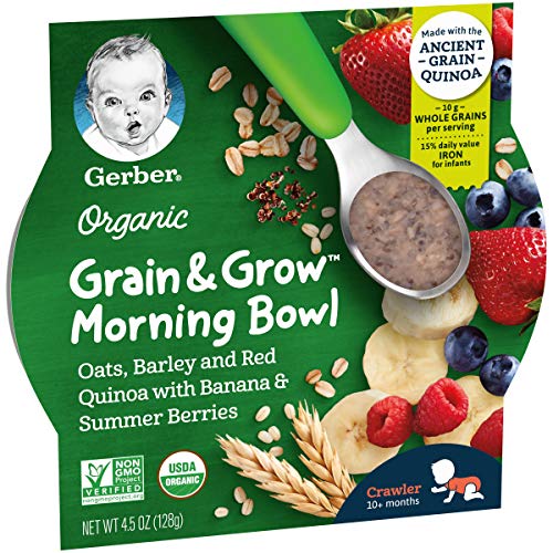 Gerber Grain & Grow Morning Bowls, Organic Oats Barley Red Quino...