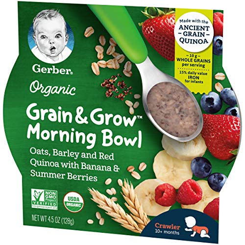 Gerber Grain & Grow Morning Bowls, Organic Oats Barley Red Quino...