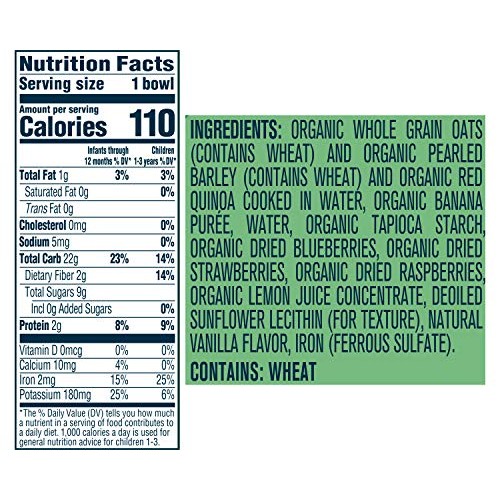 Gerber Grain & Grow Morning Bowls, Organic Oats Barley Red Quino...