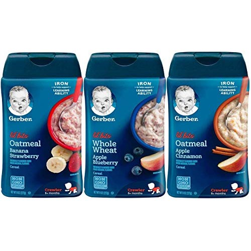 Gerber Lil Bits Baby Cereal 3 Flavor Variety Bundle: 1 Lil B