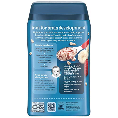Gerber Lil Bits Baby Cereal, Oatmeal Banana Strawberry, 8 Ounce