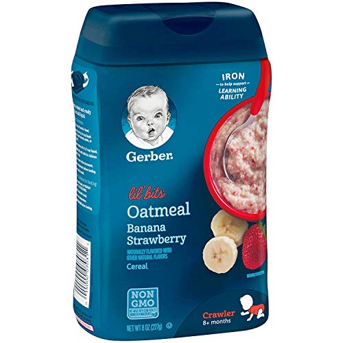 Gerber Lil Bits Baby Cereal, Oatmeal Banana Strawberry, 8 Ounce