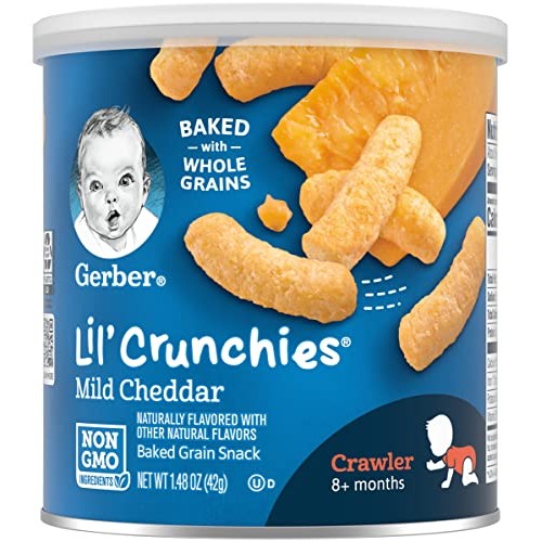 Gerber Lil Crunchies Baked Grain Snack, Mild Cheddar, Baked with...