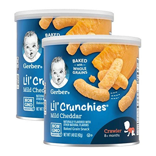Gerber Lil Crunchies Baked Grain Snack, Mild Cheddar, Baked with...