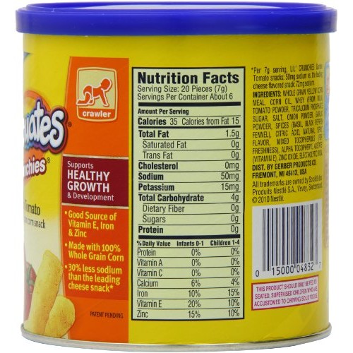 Gerber Lil Crunchies, Garden Tomato, 1.48 Ounce Canister Pack