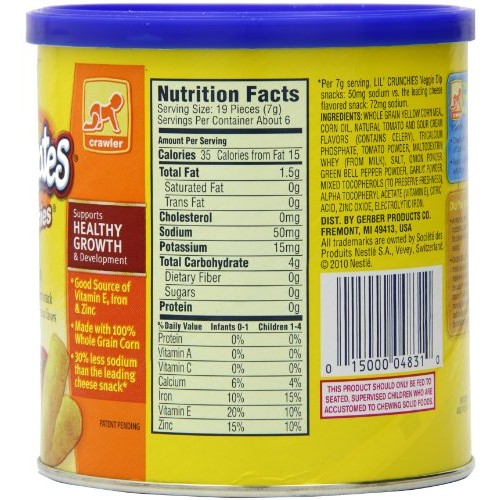 Gerber Lil Crunchies, Veggie Dip, 1.48 Ounce Canisters Pack Of 6