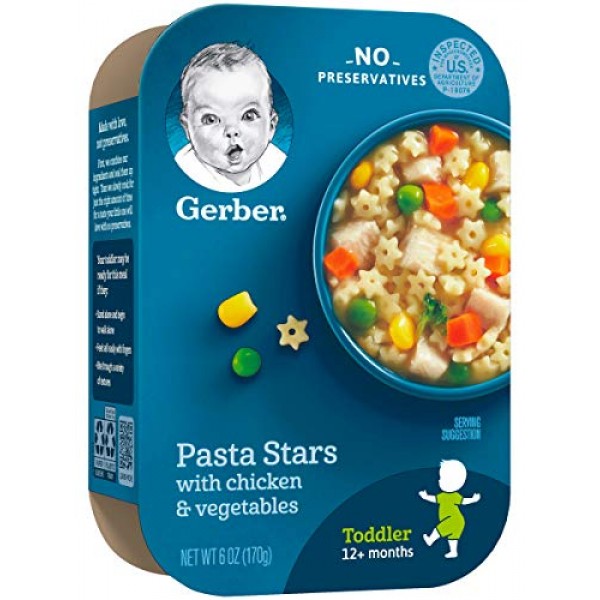 Gerber Lil Meals Tray, Pasta Stars with Chicken & Vegetables, 6 ...