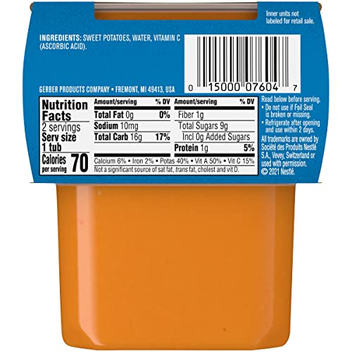 Gerber Natural For Baby 2Nd Foods Baby Food Tubs, Sweet Potato,