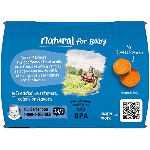 Gerber Natural For Baby 2Nd Foods Baby Food Tubs, Sweet Potato,