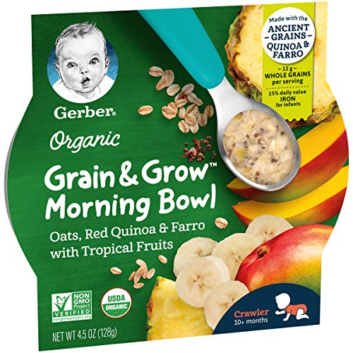 Gerber Organic Grain &Amp; Grow Morning Bowl - Oats, Red Quinoa &Amp; Fa