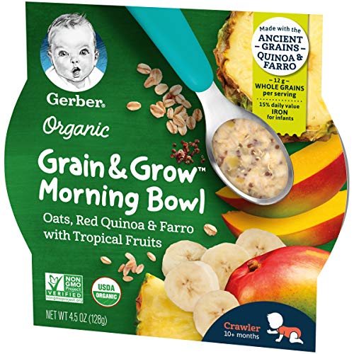 Gerber Organic Grain &Amp; Grow Morning Bowl - Oats, Red Quinoa &Amp; Fa