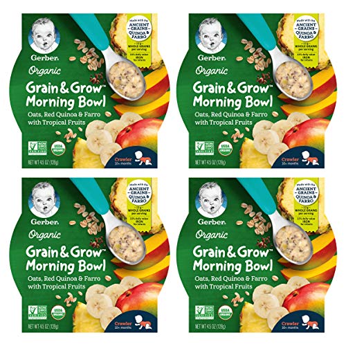 Gerber Organic Grain &Amp; Grow Morning Bowl - Oats, Red Quinoa &Amp; Fa