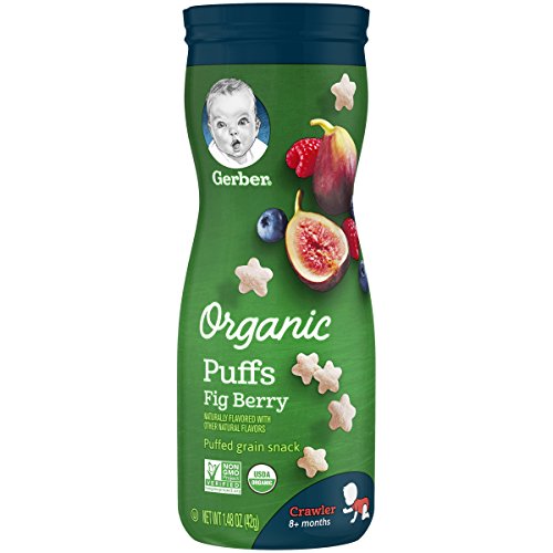 Gerber Organic Puffs Cereal Snack, Fig Berry, 6 Count