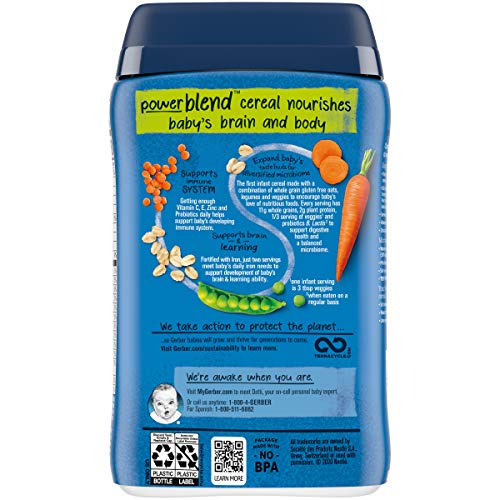 Gerber Powerblend Cereal For Baby - Oatmeal Lentil Carrot Apple
