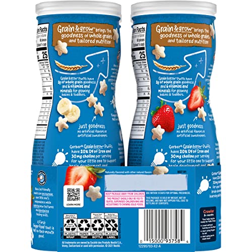 Gerber Puffs Banana & Strawberry Apple, 1.48 Ounce Pack of 4