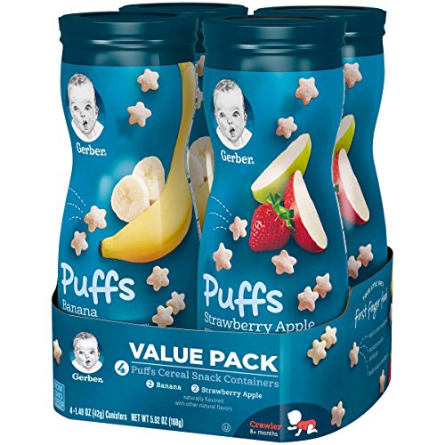 Gerber Puffs Banana & Strawberry Apple, 1.48 Ounce Pack of 4