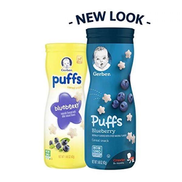 Gerber Puffs Cereal Snack, Blueberry, 6 Count