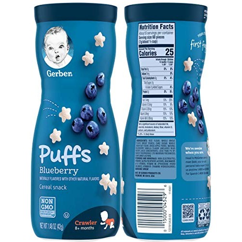 Gerber Puffs Cereal Snack Variety Pack - 1 Apple Cinnamon, 1 Blu
