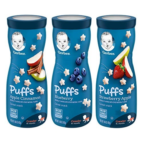 Gerber Puffs Cereal Snack Variety Pack - 1 Apple Cinnamon, 1 Blu