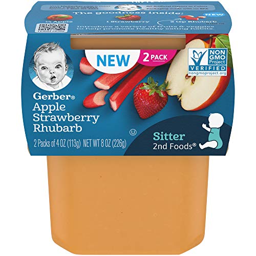 Gerber Purees 2Nd Foods, Apple, Strawberry &Amp; Rhubarb, 4 Ounce Tu