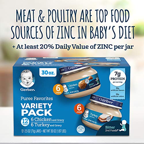 Gerber Purees 2Nd Foods Turkey &Amp; Gravy, 2.5 Ounce Jars Pack Of 10