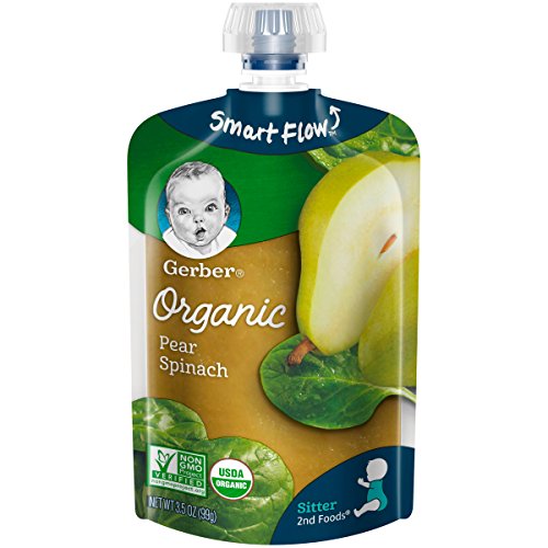 Gerber Organic 2Nd Foods Baby Food, Pears &Amp; Spinach, 3.5 Oz Pouc