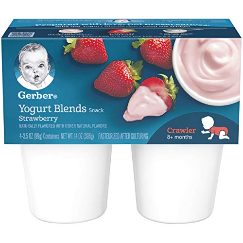 Gerber Purees Yogurt Blends, Strawberry, 4 Count