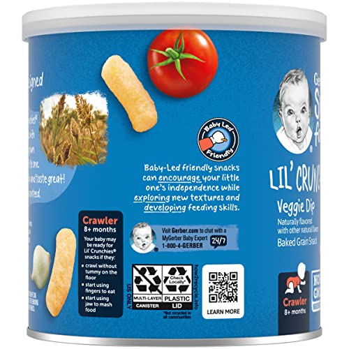 Gerber Snacks for Baby Lil’ Crunchies, Veggie Dip, Non-GMO Baked...