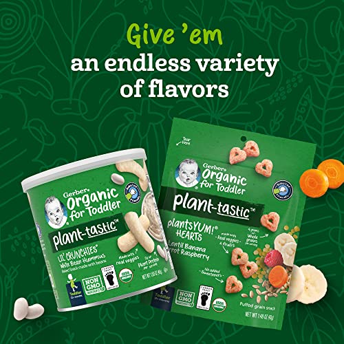 Gerber Snacks for Baby Organic Lil Crunchies, Plant-tastic, Whit...