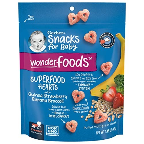Gerber Snacks for Baby Wonder Foods SuperFood Hearts with Quinoa...