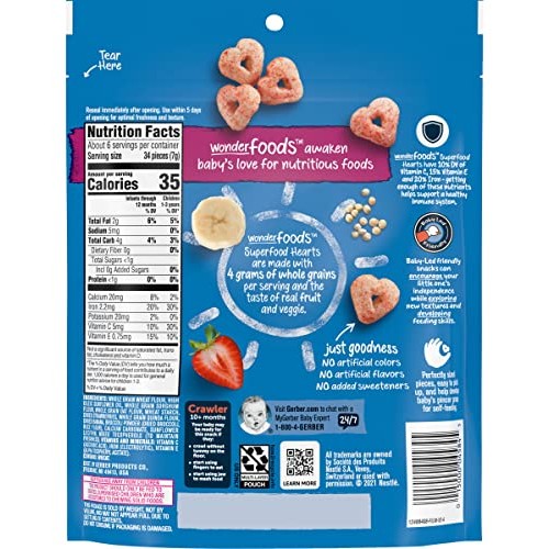 Gerber Snacks for Baby Wonder Foods SuperFood Hearts with Quinoa...