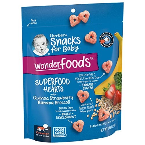 Gerber Snacks for Baby Wonder Foods SuperFood Hearts with Quinoa...