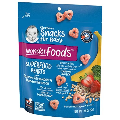 Gerber Snacks for Baby Wonder Foods SuperFood Hearts with Quinoa...