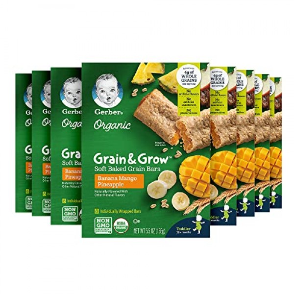 Gerber Up Age Organic Grain & Grow Soft Baked Grain Bars, 8 Coun...