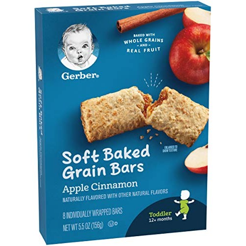 Gerber Soft Baked Grain Bars, Apple Cinnamon, 8 Individually Wra...