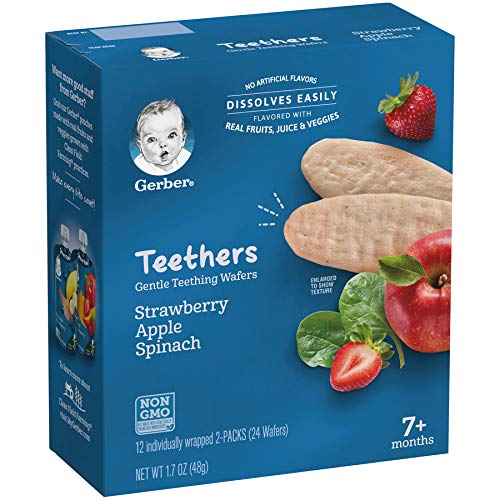 Gerber Teethers, Strawberry Apple Spinach, 24 Count Per Box, 1.7
